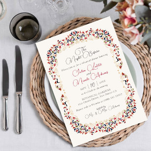 Convite Jantar de Ensaios Floral Botânico de Luxo Paisley