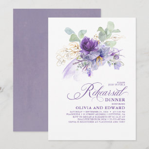 Convite Jantar de Ensaios Floral Botânico Lavanda Roxo