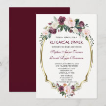 Jantar de Ensaios Floral Charm Gold Burgundy Blush