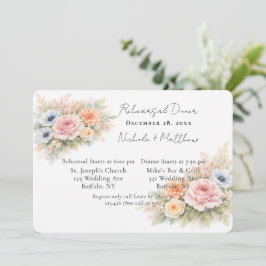 Convite Jantar de Ensaios Floral com Aquarela Suave
