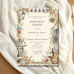Convite Jantar de Ensaios Floral de Jardim Vintage Europeu