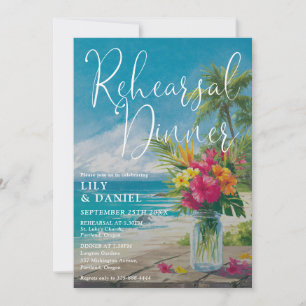 Convite Jantar de Ensaios Floral de Praia Tropical