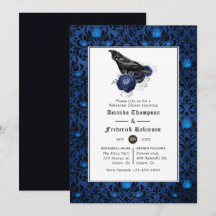 Convite Jantar de Ensaios Floral Gótico Preto e Azul