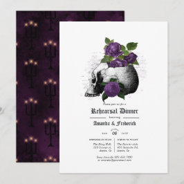 Convite Jantar de Ensaios Floral Gótico Roxo e Preto