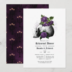 Convite Jantar de Ensaios Floral Gótico Roxo e Preto