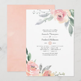 Convite Jantar de Ensaios Floral Rosa Pastel