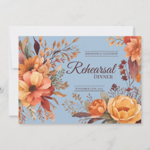 Convite Jantar de Ensaios Floral Rústico em Aquarela de Ou