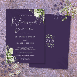Convite Jantar de Ensaios Floral Verde Roxo
