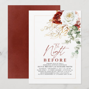 Convite Jantar de Ensaios Floral Vermelho e Branco da Borg