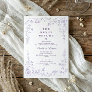 Convite Jantar de Ensaios Floral Vintage Lavanda Roxo