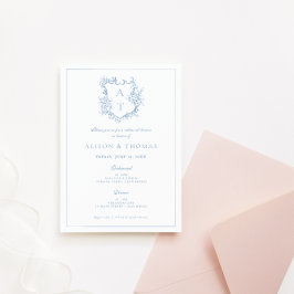 Convite Jantar de Ensaios Formal Crest Azul Empoeirado