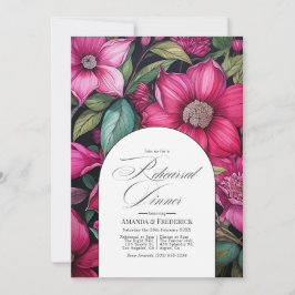 Convite Jantar de Ensaios Fuchsia, Verde Esmeralda e Preto