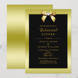 Convite Jantar de Ensaios Glam Gold Bow & Black