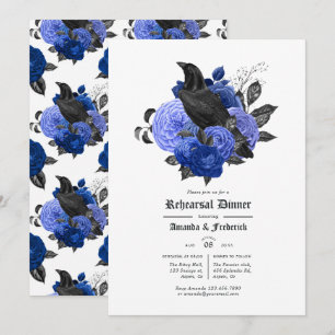 Convite Jantar de Ensaios Glam Royal Blue Raven Gótico