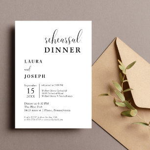Convite Jantar de Ensaios Minimalista Branco Personalizado
