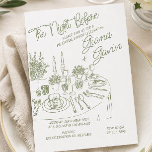 Convite Jantar de Ensaios Minimalista Casamento Elegante