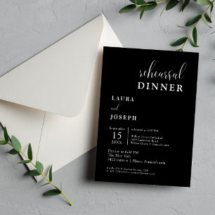 Convite Jantar de Ensaios Minimalista Preto Personalizado