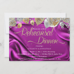 Convite Jantar de Ensaios Minimalista Roxo Brilhante Moder