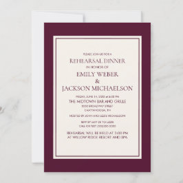 Convite Jantar de Ensaios Moderno Elegante Burgundy Creme