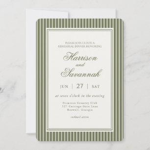 Convite Jantar de Ensaios Olive Martini Listrado Old Money