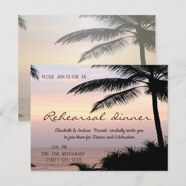 Convite Jantar de Ensaios Palms Sunset Beach (Frente/Verso)