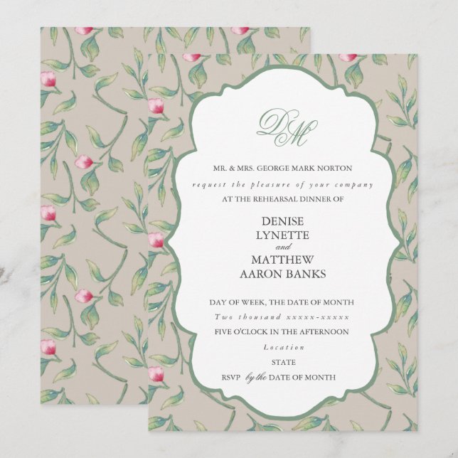 Convite Jantar de Ensaios Perfeitamente Pálido e Verde de  (Frente/Verso)