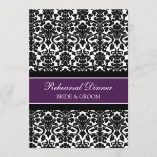 Convite Jantar de Ensaios Plum Black Damask