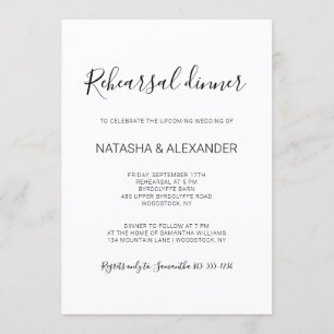 Convite Jantar de Ensaios Rústico Natasha Caligrafia Preta