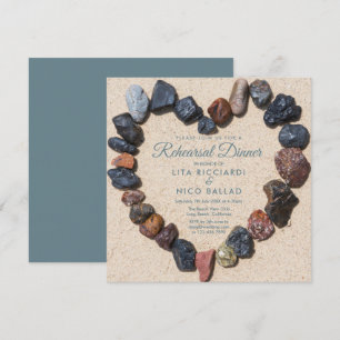 Convite Jantar de Ensaios Temático da Praia Pebble Heart