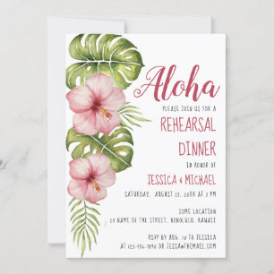 Convite Jantar de Ensaios Tropicais Aguarela Floral Aloha