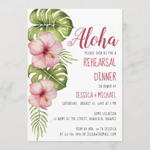 Convite Jantar de Ensaios Tropicais Aguarela Floral Aloha
