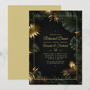 Convite Jantar de Ensaios Tropical Preto e Dourado