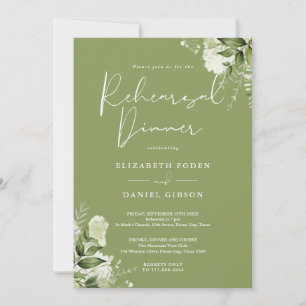 Convite Jantar de Ensaios Verde Musgo Floral Verdejante