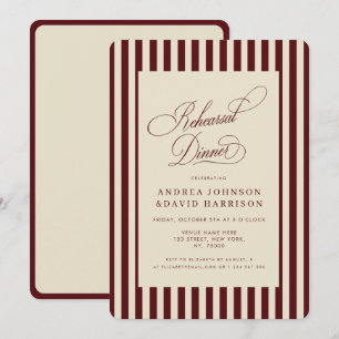 Convite Jantar de Ensaios Vintage Ivory & Burgundy Listras