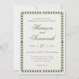 Convite Jantar de Ensaios Xadrez Harlequim Verde Oliva