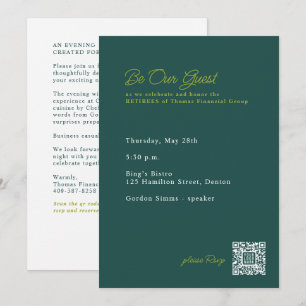 Convite Jantar de festa de aposentadoria com QR code