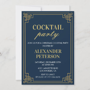 Convite Jantar de Festa de Natal com Coquetel Navy Gold