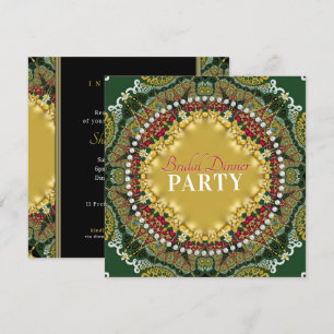 Convite Jantar de Festa de Seda com Renda Fractal Vermelha