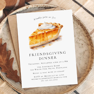 Convite Jantar de Friendsgiving com Torta de Abóbora em Aq