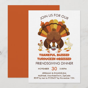 Convite Jantar de FRIENDSGIVING de Turducken Engraçado