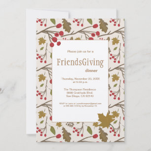 Convite Jantar de FriendsGiving Dia de Ação de Graças dos