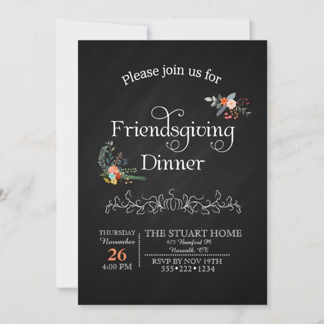 Convite Jantar de Friendsgiving em estilo country chic com (Frente)