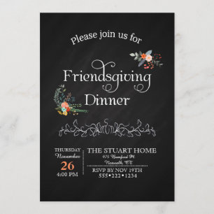 Convite Jantar de Friendsgiving em estilo country chic com