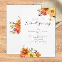 Jantar de Friendsgiving Floral Rústico 