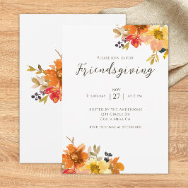 Convite Jantar de Friendsgiving Floral Rústico