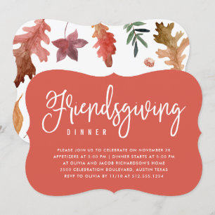 Convite Jantar de Friendsgiving Folhas de Outono em Terr