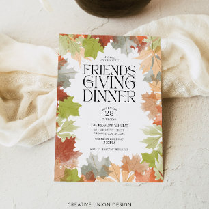 Convite Jantar de Friendsgiving Folhas de Outono Jantar Rú