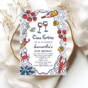 Convite Jantar de frutos do mar e vinho italiano Ciao 40s 