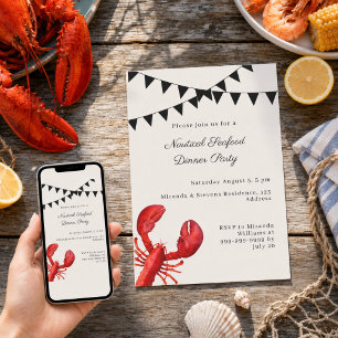 Convite Jantar de Frutos do Mar Festa Náutica de Verão