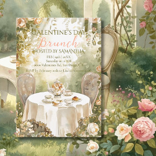 Convite Jantar de Galentine com Chá no Jardim Ensolarado F